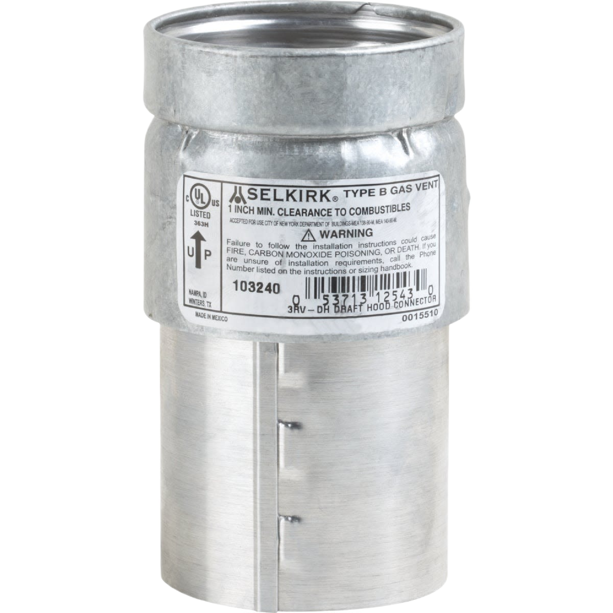 Galvanized metal draft hood connector pipe fitting for plumbing and home improvement under $50 collections