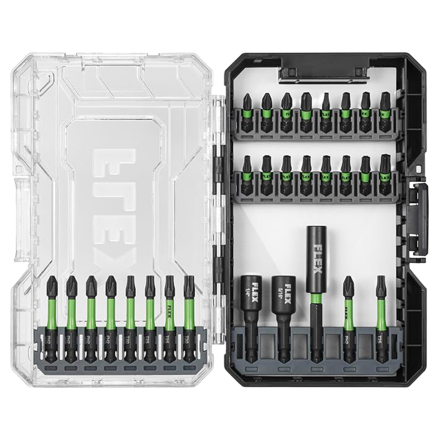 FLEX 1/2" 2-SPEED Hammer Drill Kit + 29-Pc. Impact Driver Bit Set & Stack Pack™ 3-Pc. Storage System