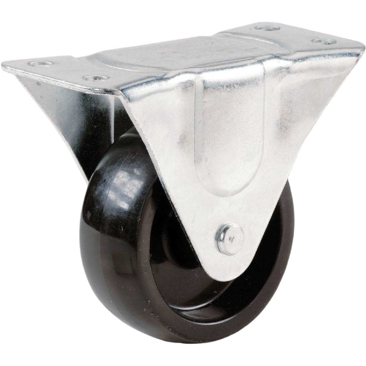 3-inch rigid plate caster with black polypropylene wheel and metal mounting bracket for home improvement use