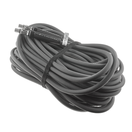 Coiled high-pressure 3/8 inch industrial work hose with metal fittings for air tools and accessories collection
