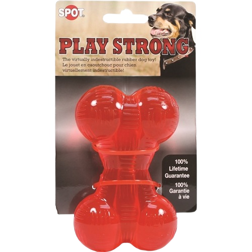 Red durable rubber dog bone toy designed for aggressive chewers in dog food, toys & supplies collections under $50