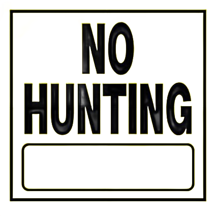 Yellow no hunting sign with black lettering and blank space for custom message in hardware and home improvement collections under $50