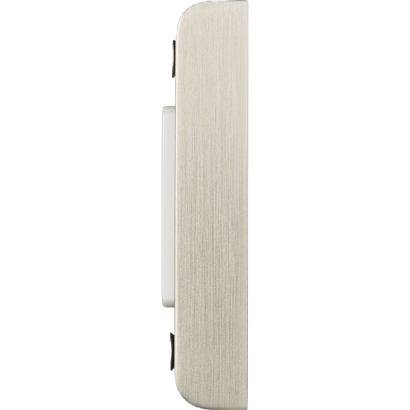 Side view of satin nickel metal lighted doorbell button for electrical and doorbell collections under $50