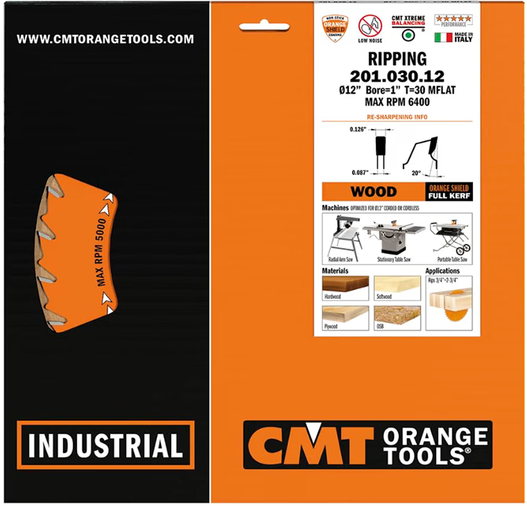 CMT Orange Tools 12” 30T Industrial Ripping Saw Blade