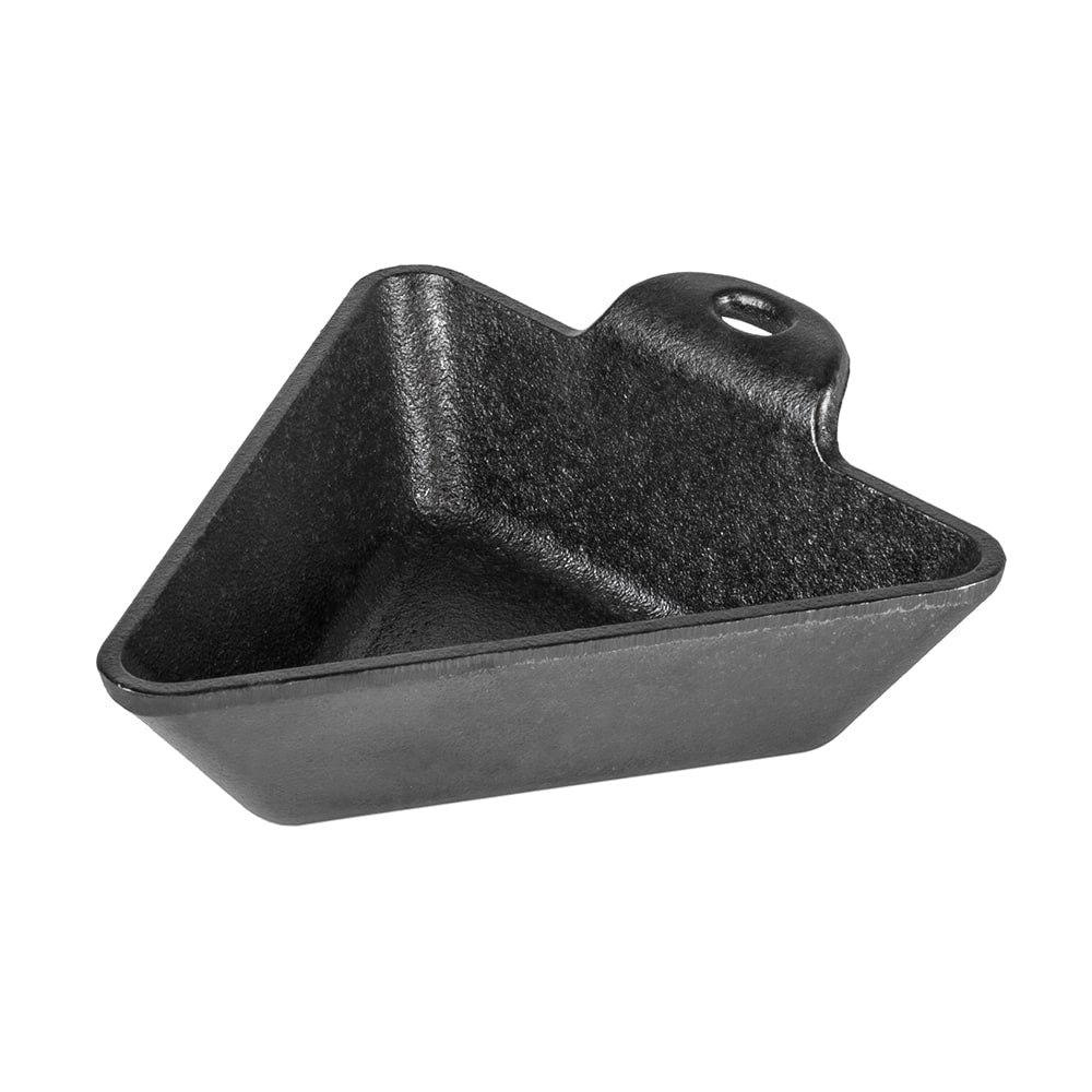 Black cast iron triangular mini server with hanging hole, ideal for kitchenware and under $50 cookware collection