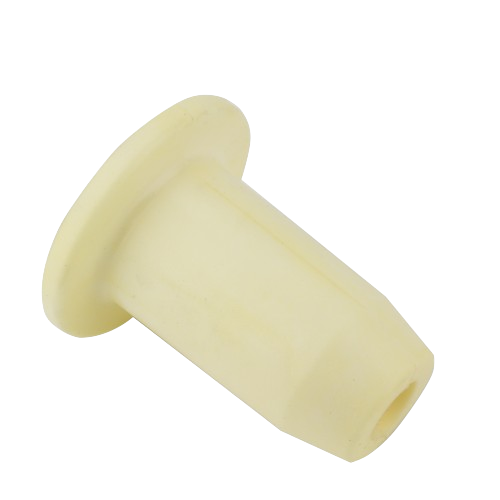 Cream-colored plastic seat isolator part for tractors, suitable for automotive and John Deere replacement parts collections
