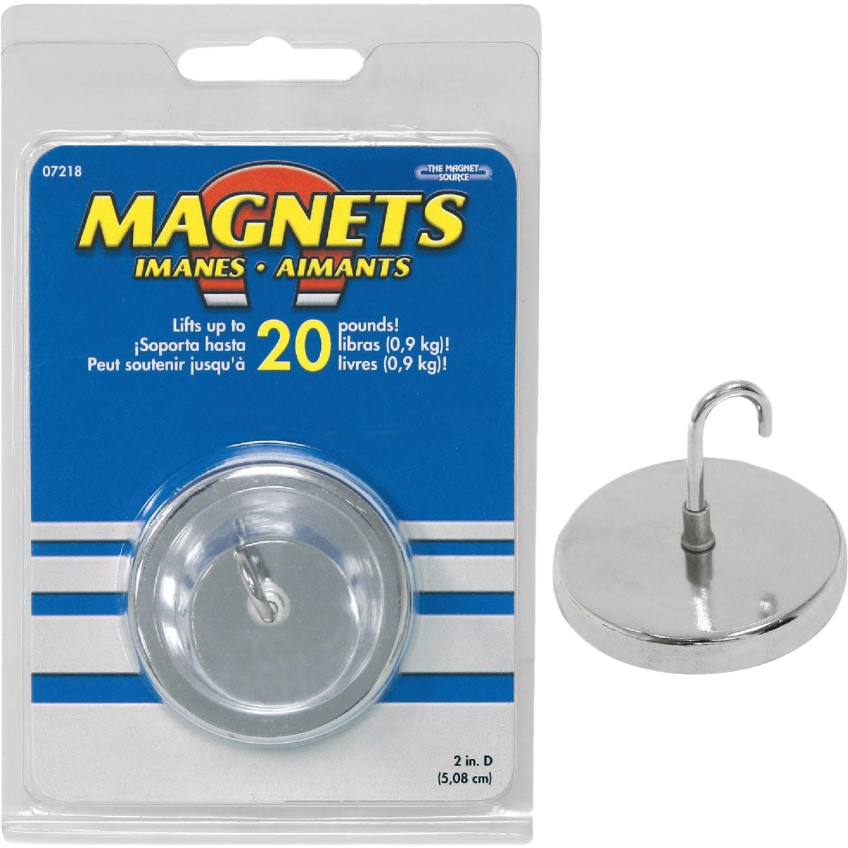 Strong steel magnet with hook for hanging items, suitable for hardware and home improvement uses under $50.