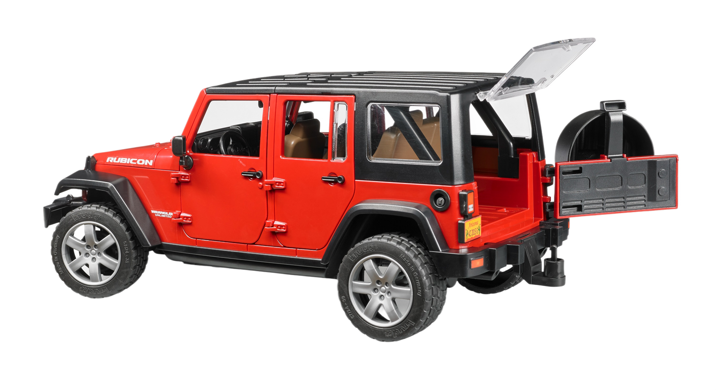 Red scale model off-road vehicle with open rear door and tailgate for imaginative play in toys and vehicles collection