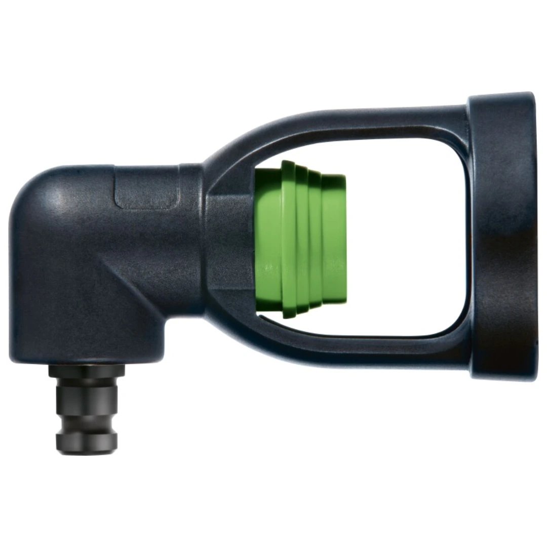 Right-angle drill chuck attachment with green FastFix interface for quick tool changes in power tool accessories collection