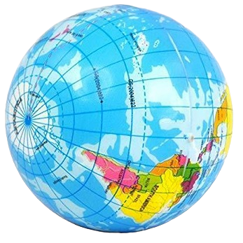 Soft globe stress ball featuring a colorful world map design for relaxation and home or office use