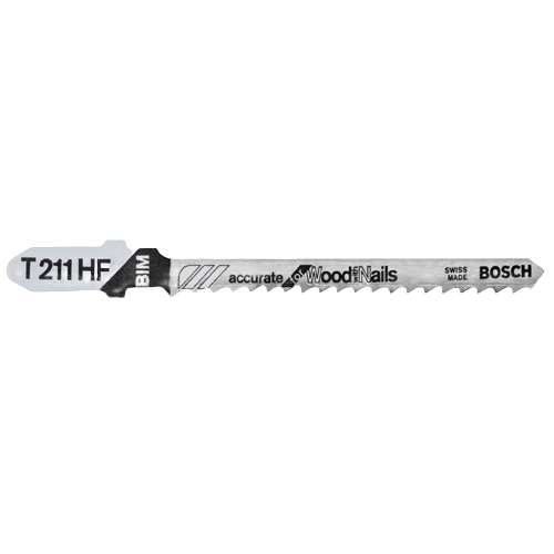 Single Bosch T-shank jigsaw blade designed for clean wood and nail cutting in power tool accessories collection