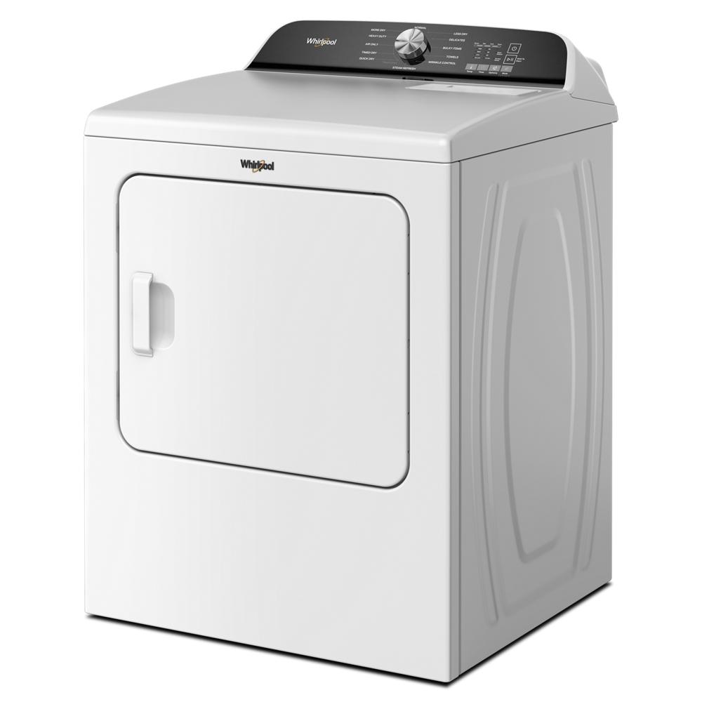 White Whirlpool top load gas dryer with moisture sensor and black control panel in Dryers and Appliances collections