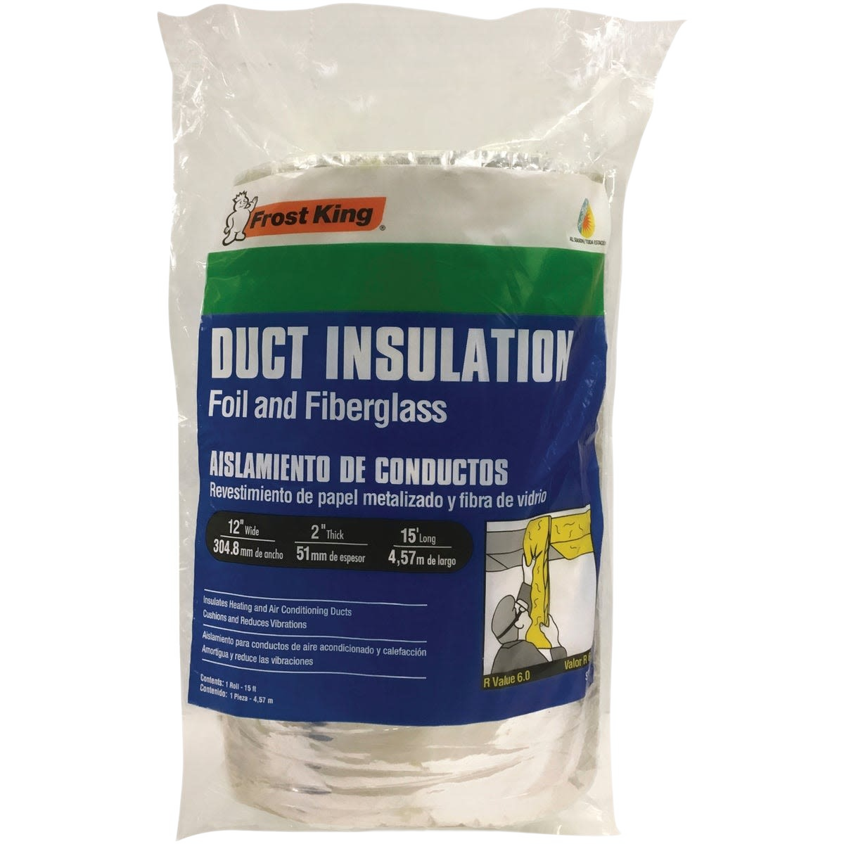 Roll of foil and fiberglass duct insulation for pipe insulation and plumbing in home improvement collections under $50