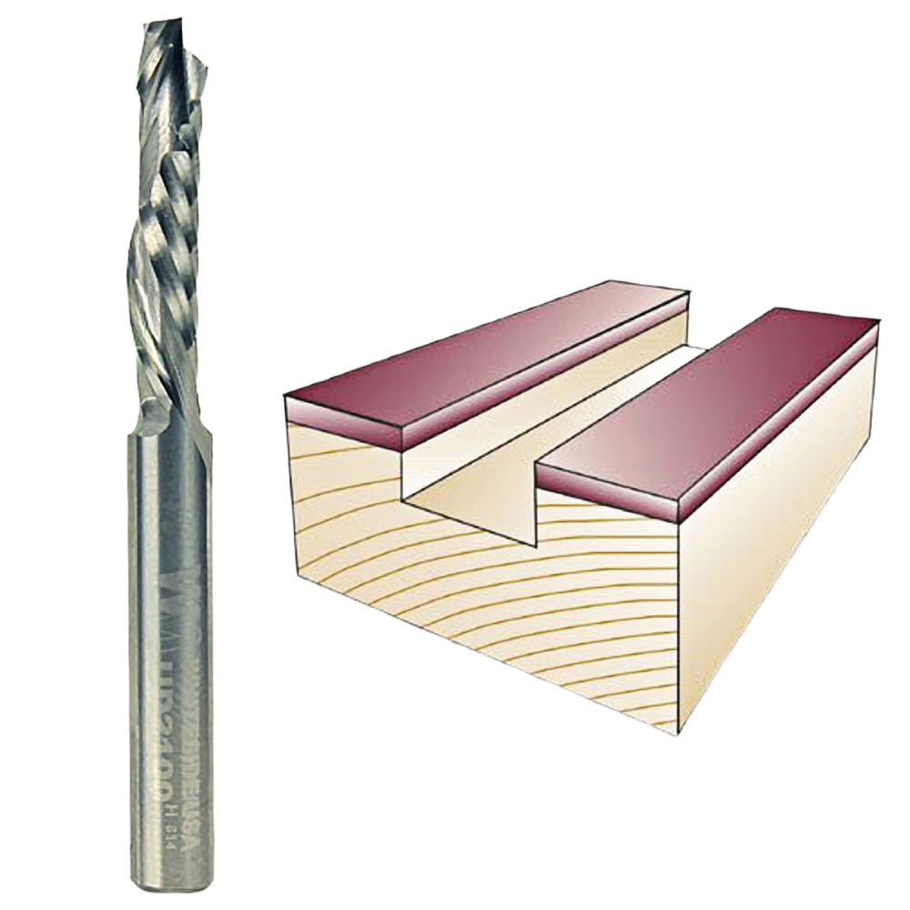 Spiral up/downcut router bit with wooden groove cutting example for tool accessories and home improvement tasks