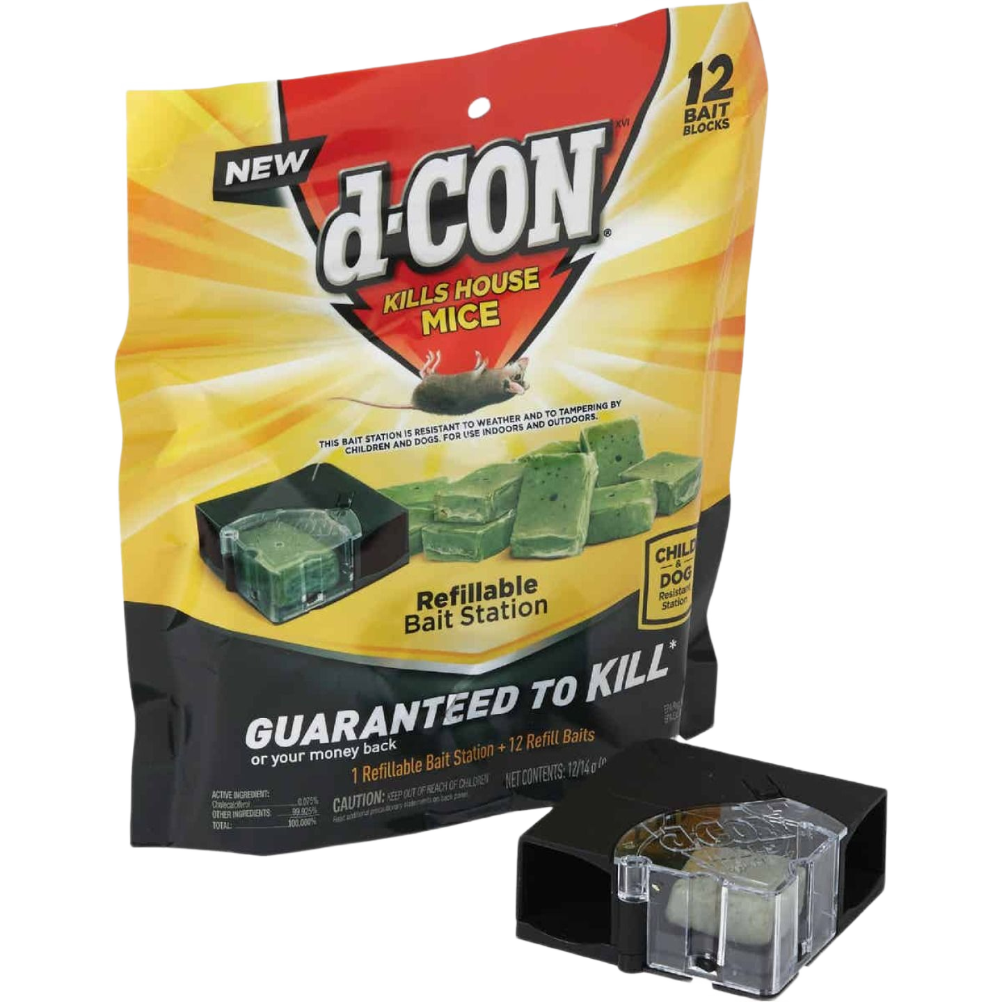 Package of refillable bait stations with green bait blocks for rodent control in lawn and garden pest management under $50