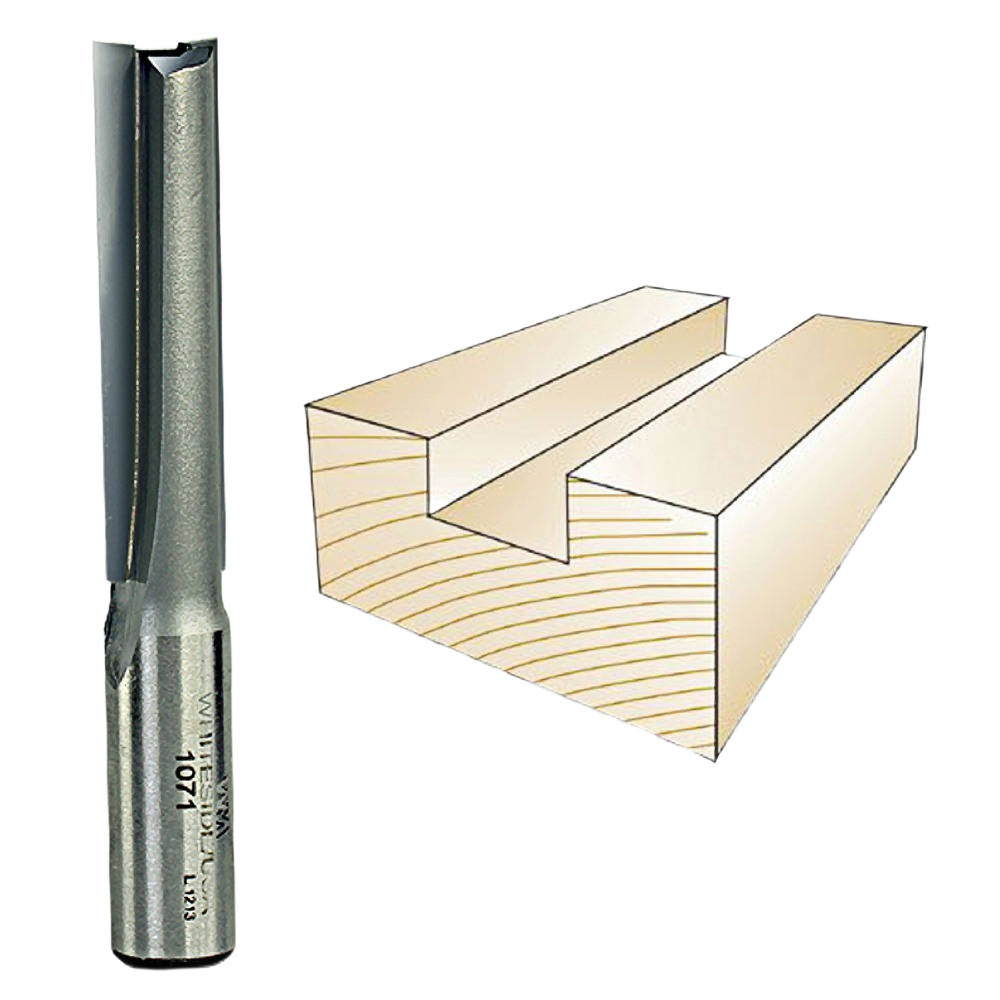 Straight router bit with carbide tip for woodworking grooves and dados in tool accessories and drill bits collections
