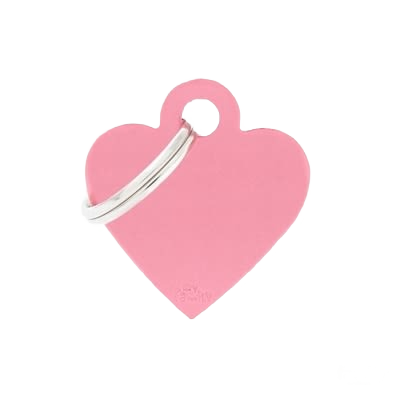 Small anodized aluminum pink heart-shaped pet tag with metal ring for personalized pet accessories under $25 collections
