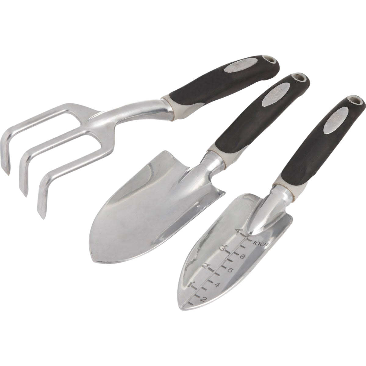 Set of three aluminum garden hand tools with black handles for gardening and outdoor tasks under $50 collection
