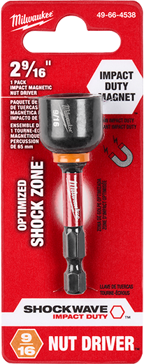 2-9/16 inch magnetic nut driver with optimized shock zone for impact duty in Milwaukee tool accessories and power tool accessories collections