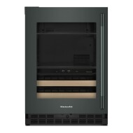4.8 Cu. Ft. 24-Inch Beverage Center with Left Door Swing and 14-Wine Bottle Capacity with Wood-Front Racks in Juniper