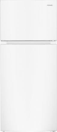 White top freezer refrigerator with sleek exterior design for garage ready use in kitchen and appliance collections