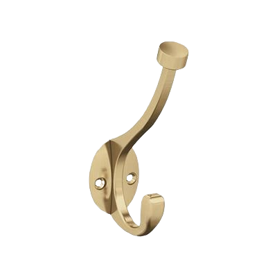Two prong champagne bronze wall hook with oval mounting plate for home improvement and organization tasks