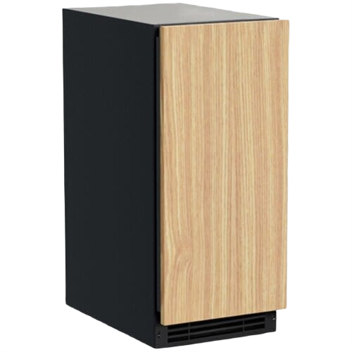 Undercounter appliance with black body and wood-finish reversible door panel in kitchen appliances collection