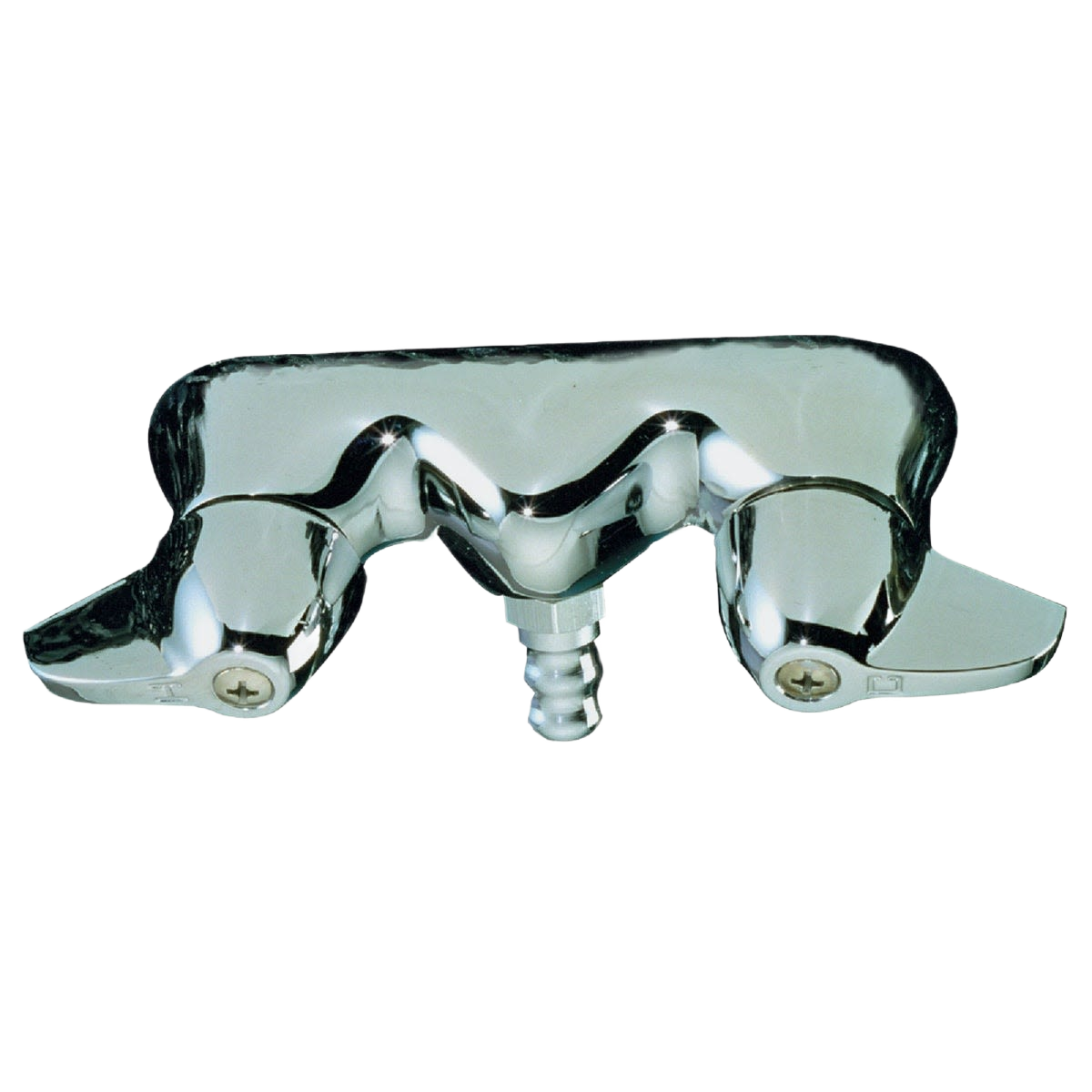Polished chrome bathtub faucet with dual lever handles designed for home improvement and plumbing tasks