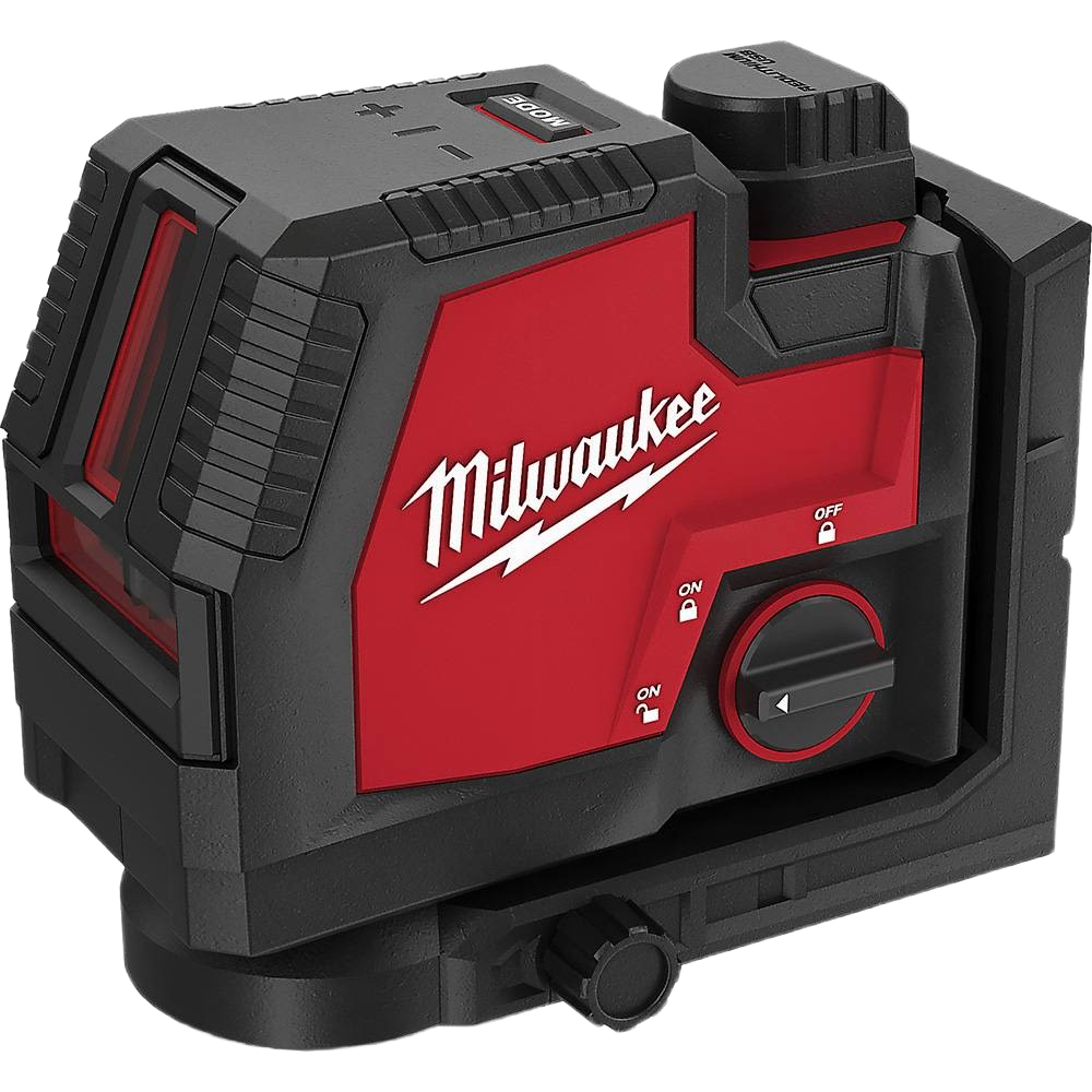 Compact red and black rechargeable green cross line laser for woodworking and measuring in hand and power tools collections