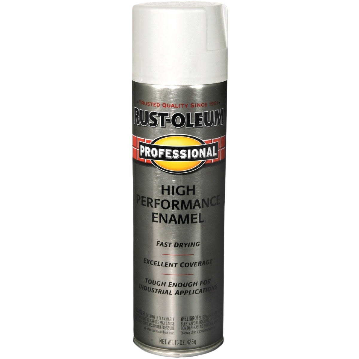 Can of Rust-Oleum Professional Gloss White high performance spray paint for home improvement projects.