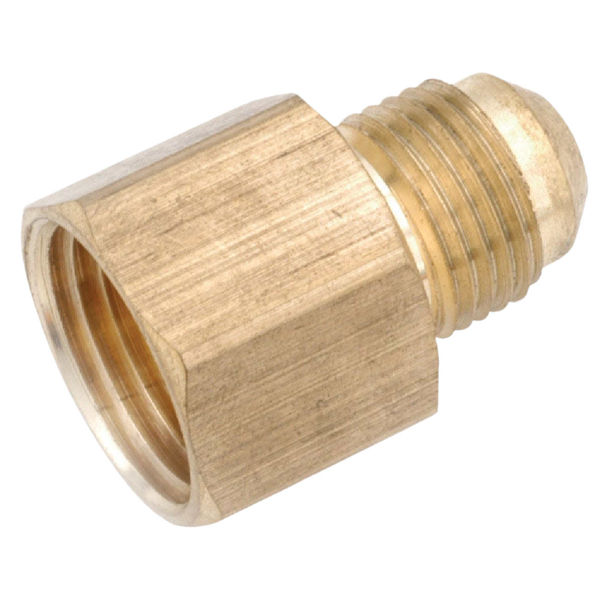 Brass female flare connector with 1/2 inch by 1/4 inch dimensions for plumbing in pipes and fittings under $50 collections