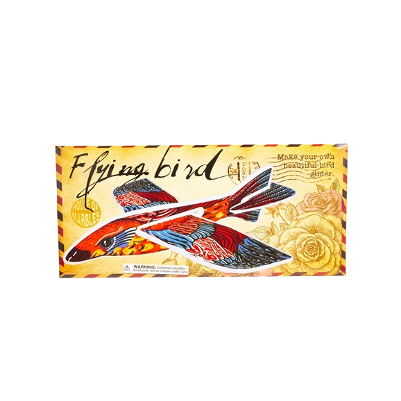 Vintage-inspired craft kit featuring a colorful flying bird design for creative assembly and imaginative play