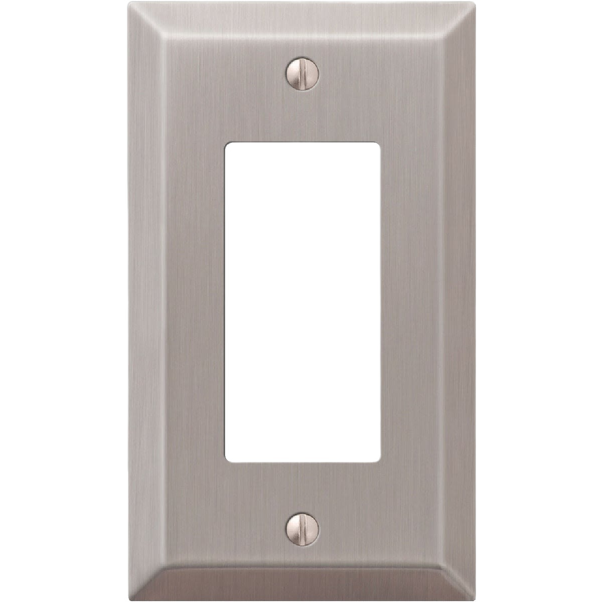 Brushed nickel metal wall plate for rocker switches with stamped steel construction and durable finish for home improvement