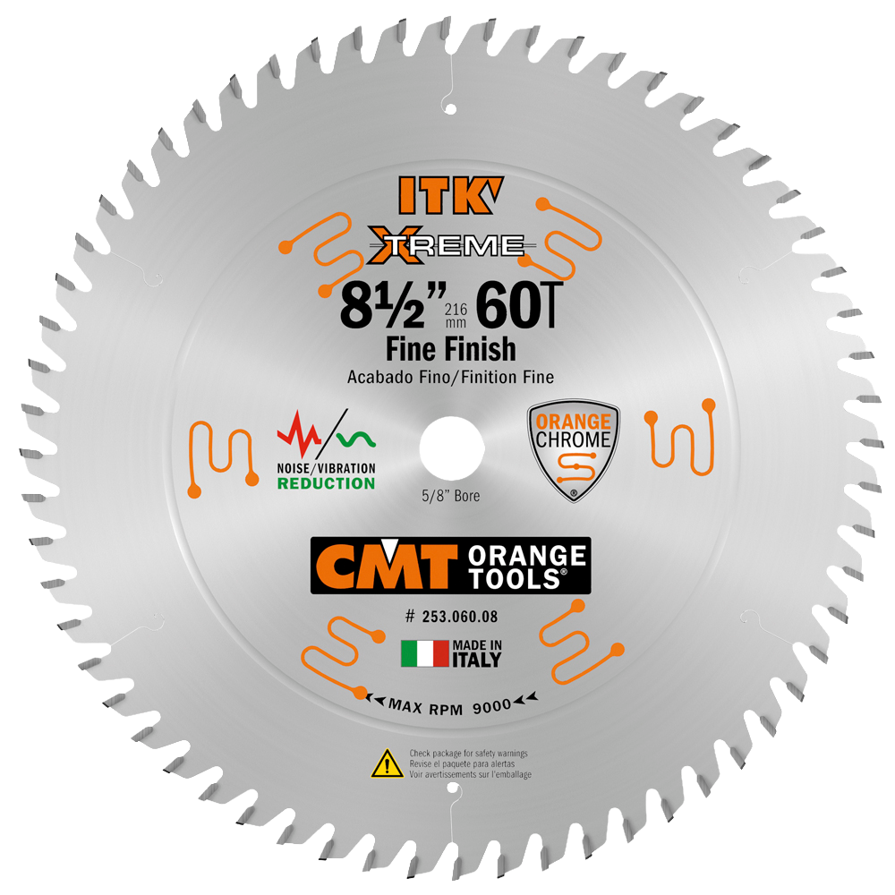CMT Orange Tools 8-1/2" 60T Fine Finish Compound Sliding Saw Blade