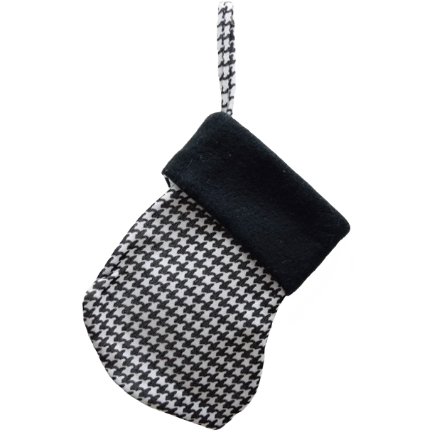 Black and white floral patterned stocking ornament with plush cuff for Christmas Stockings & Holders under $50 collection
