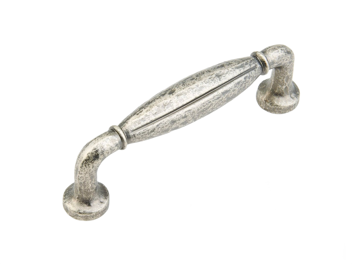 Rustic Vibra Nickel cabinet pull with 96mm center spacing, designed for furniture hardware and home improvement projects