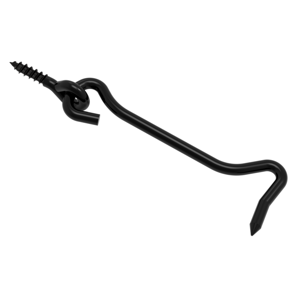 Black 4-inch hook and eye latch for doors and gates in door accessories and home improvement collections under $50