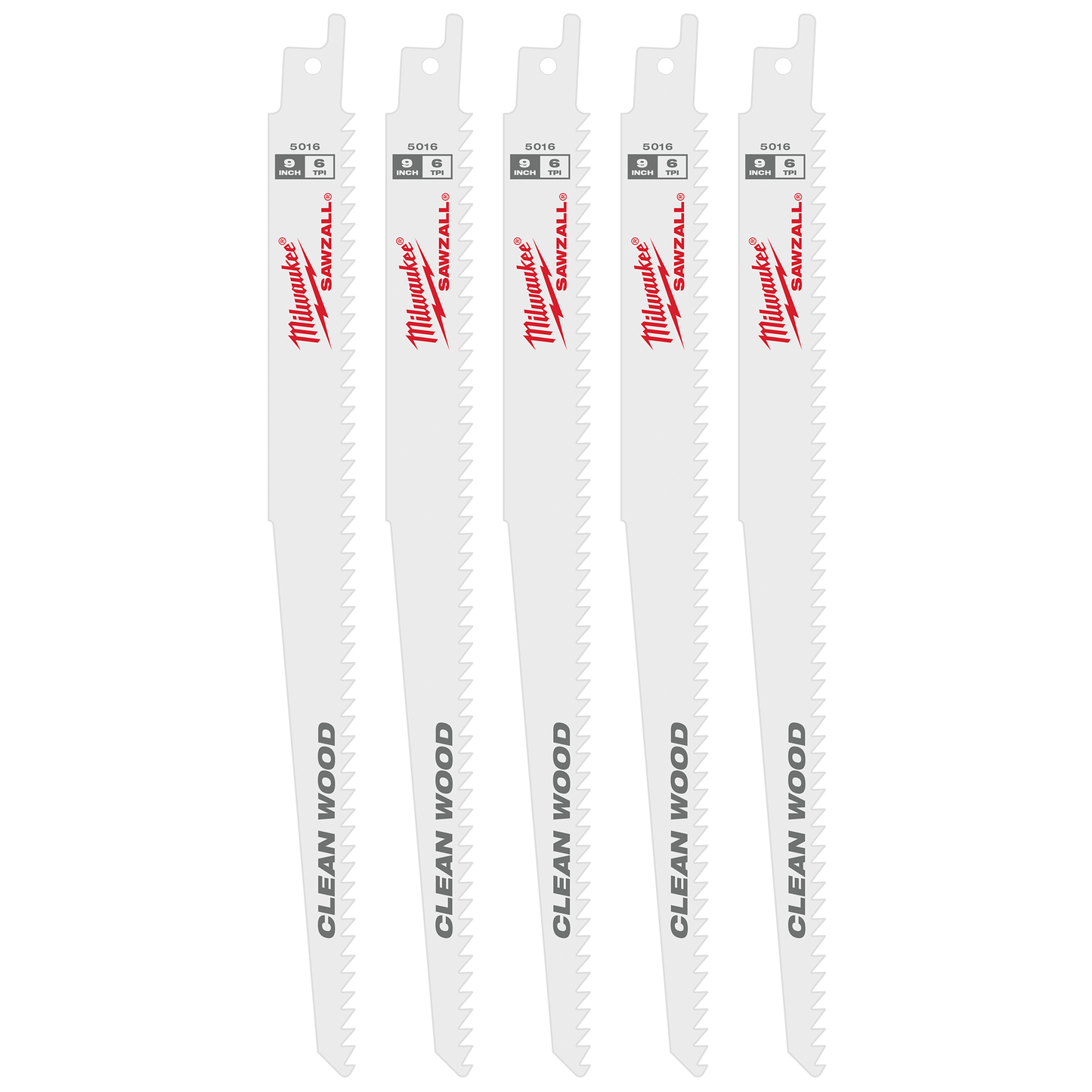 Milwaukee 9" 6 TPI Fleam Ground SAWZALL® Blade for Clean Wood (5 PK)