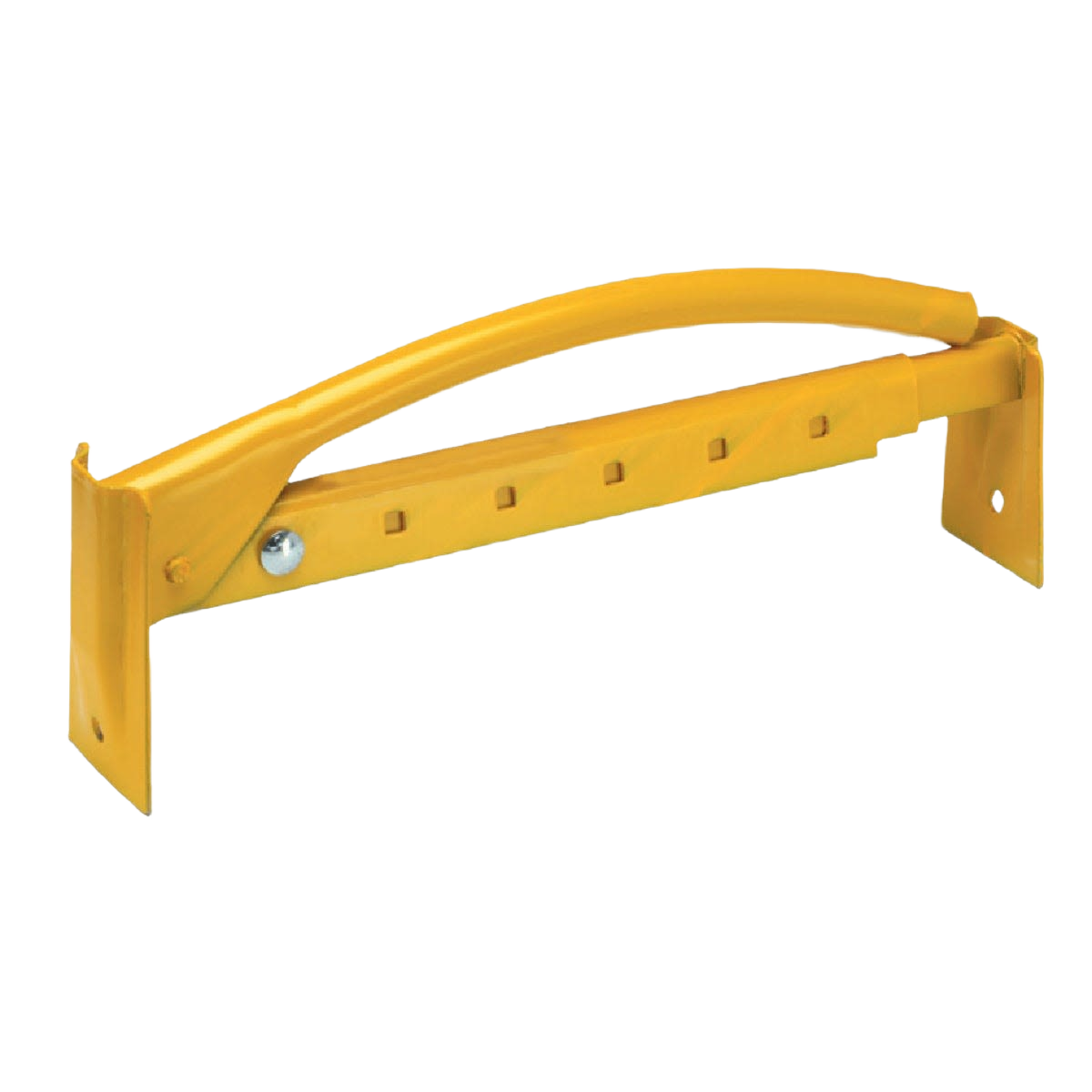 Yellow metal brick tongs with ergonomic handle designed for secure lifting in tools and home improvement tasks
