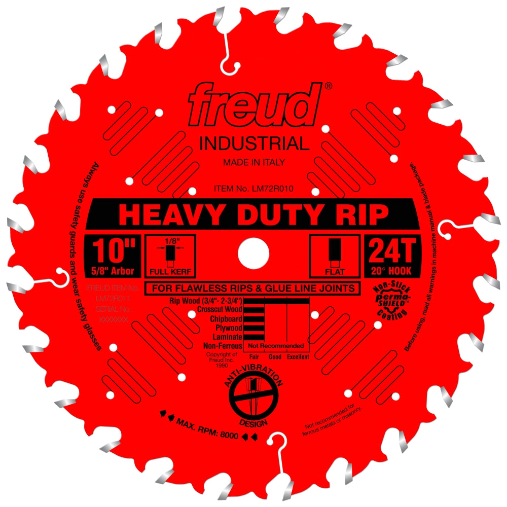 10-inch heavy-duty rip saw blade with flat top carbide teeth for woodworking and power tool accessories
