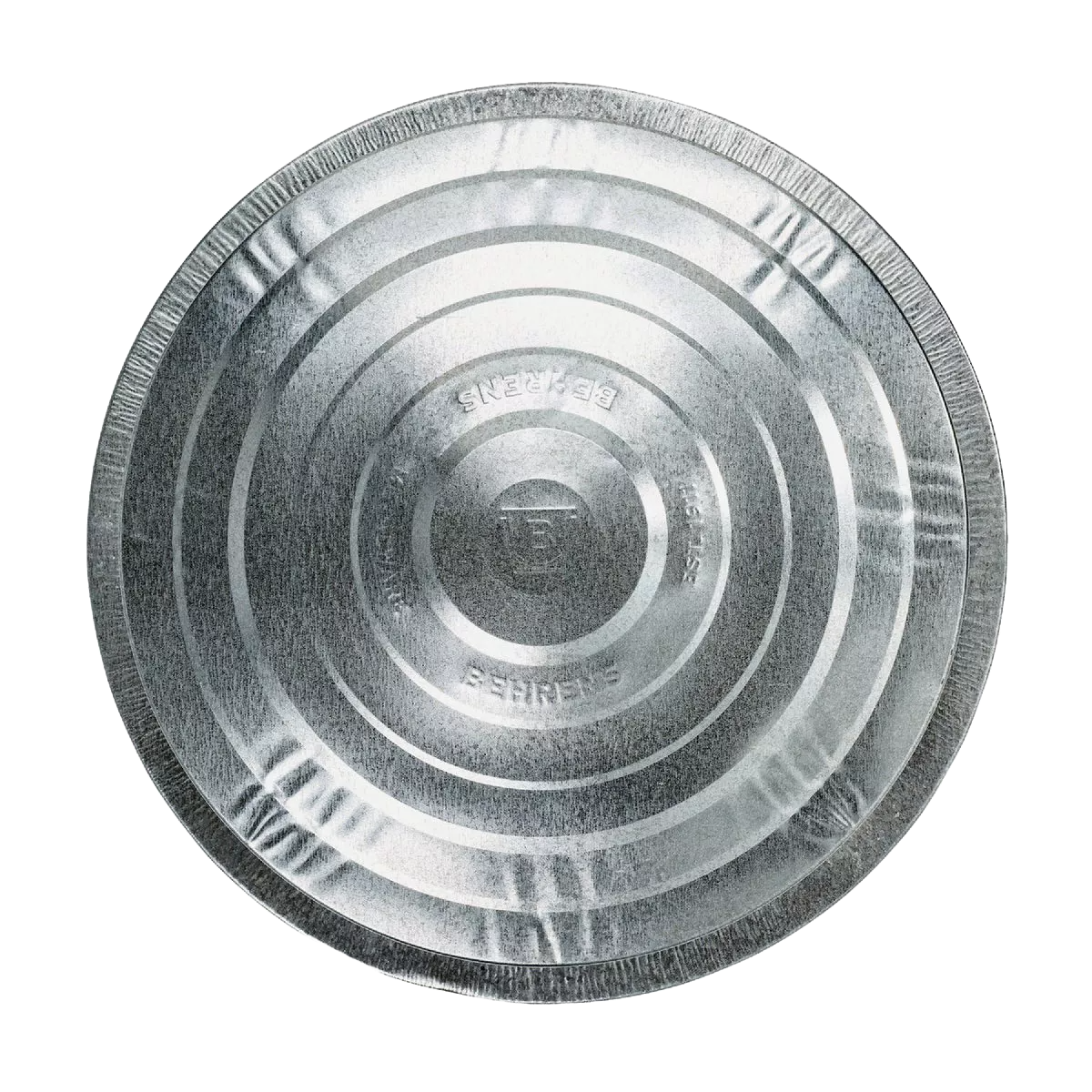 Top view of a round galvanized steel trash can lid with concentric ridges for added strength and durability under $50 collection