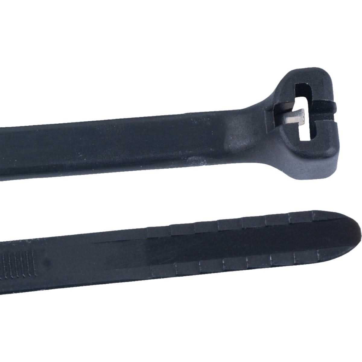 Close-up of ultra violet black cable tie with locking mechanism for bundling cables in electrical and home improvement tools under $50