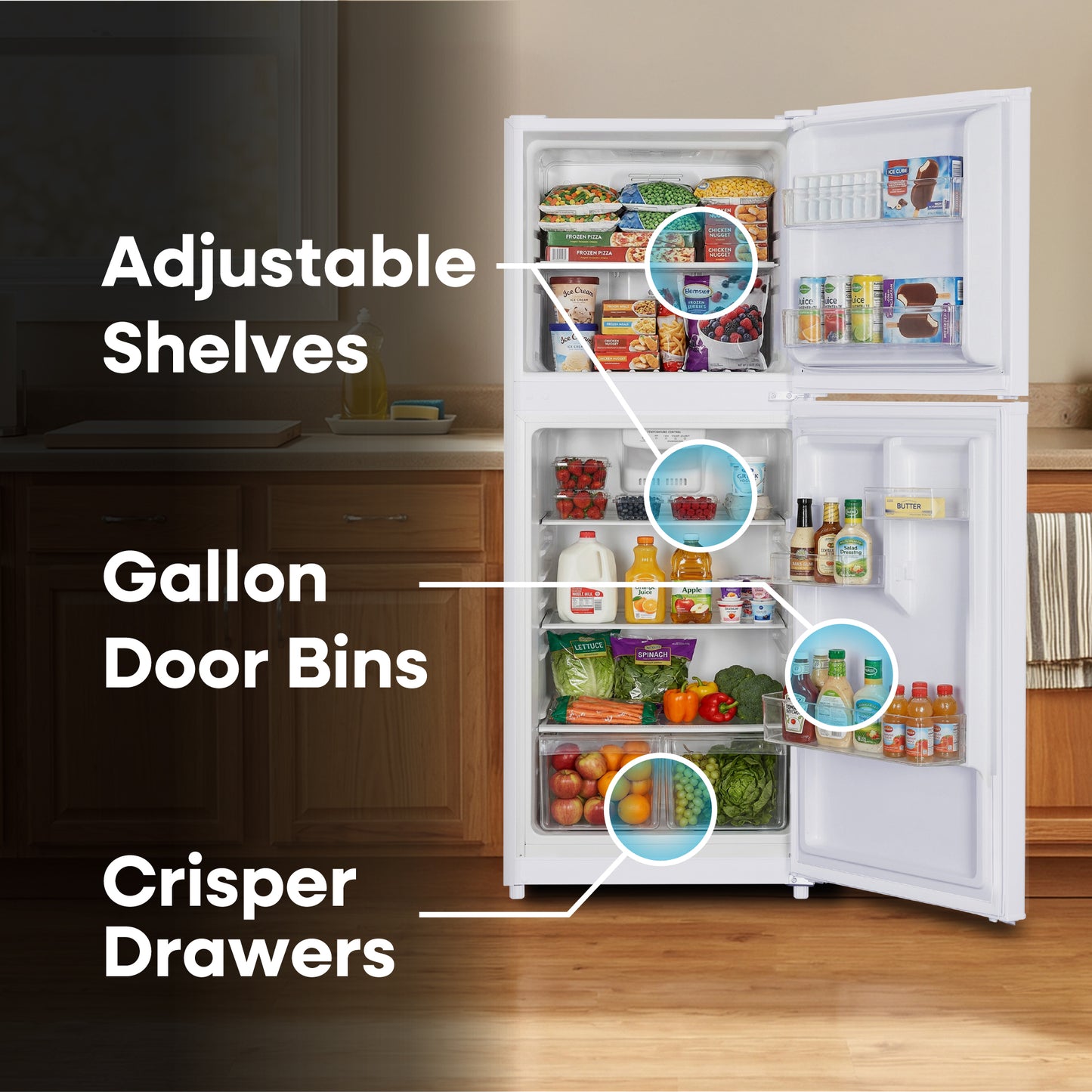 Element Electronics 10.1 cu. ft. Top Freezer Refrigerator - White, ENERGY STAR (ENR10TFGBW)