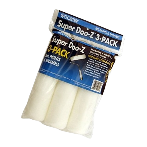 Pack of three white paint rollers for smooth finishes with all paints and enamels in paint supplies collection