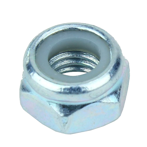Hex-shaped metal lock nut with nylon insert for secure fastening in John Deere parts and hardware collections under $50