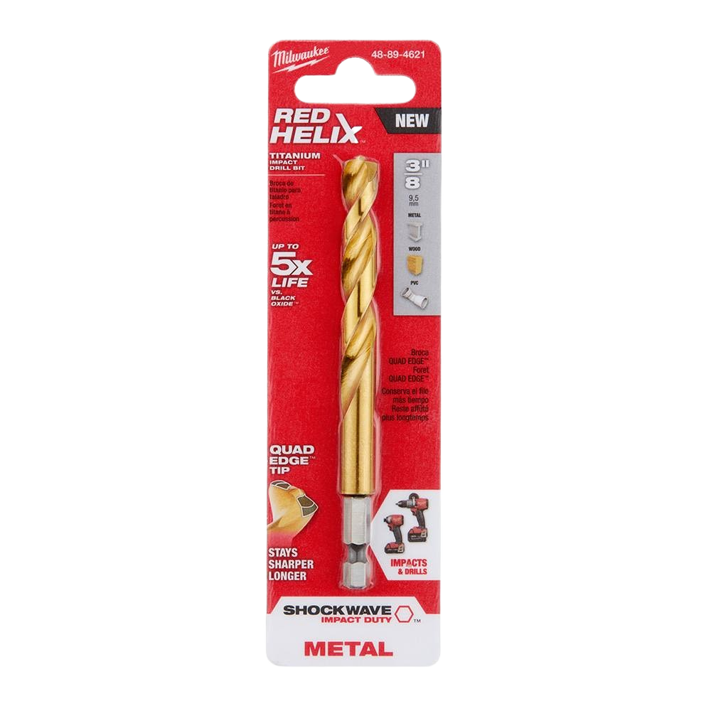 3/8-inch titanium drill bit with quad edge tip for metal drilling in power tool accessories and tool collections under $50
