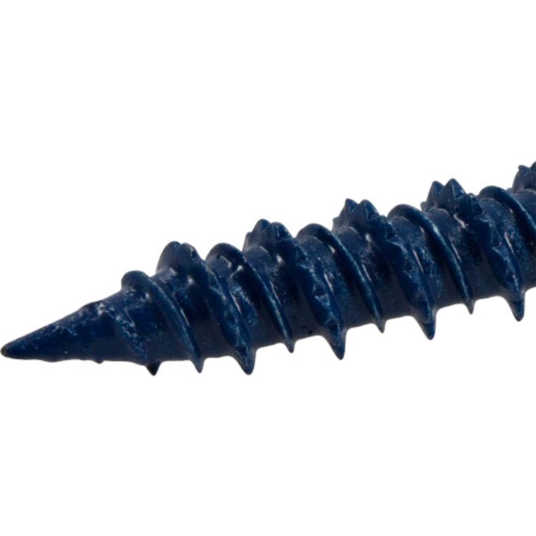Close-up of blue threaded concrete screw designed for secure fastening in hardware and fasteners under $50 collections