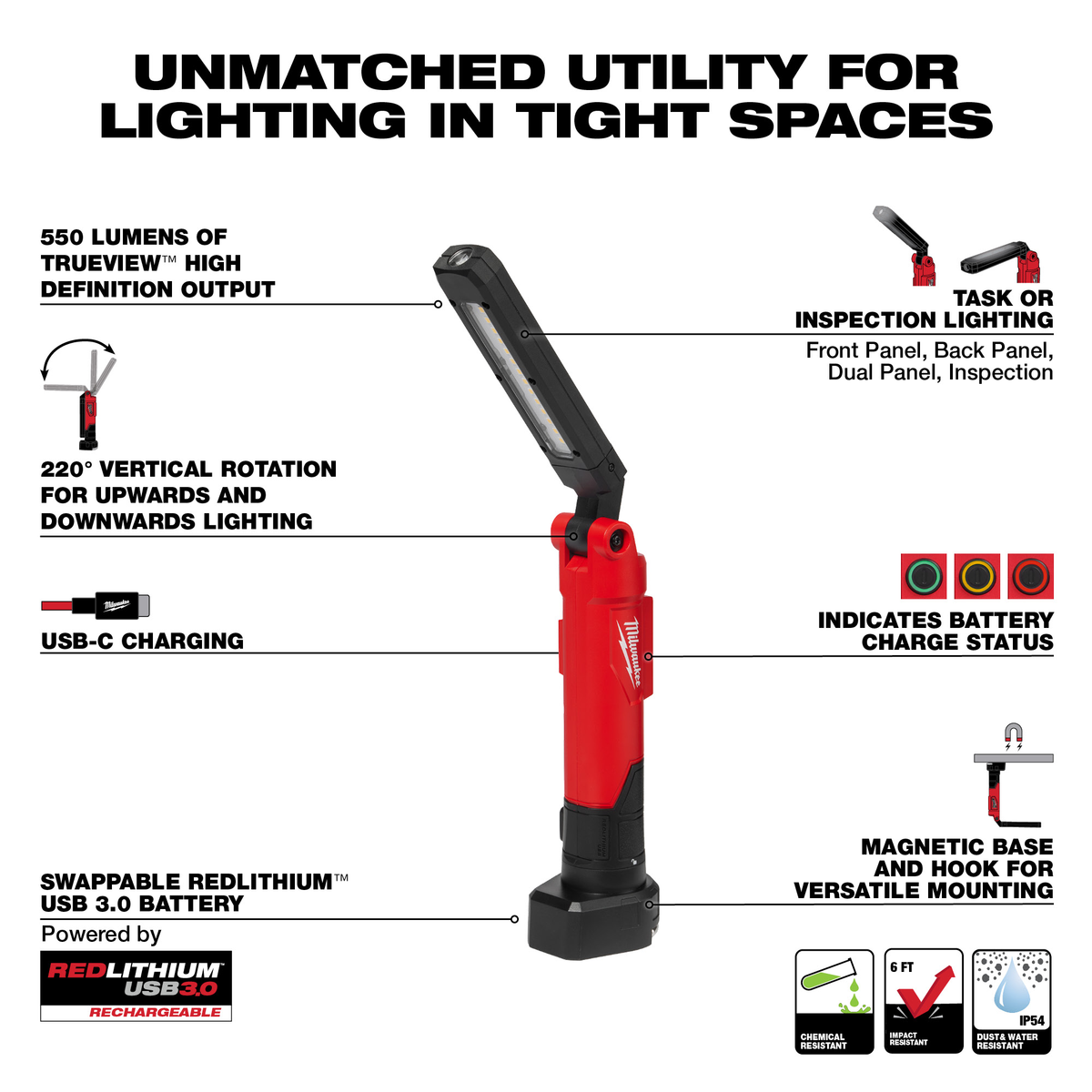 Milwaukee REDLITHIUM™ USB Stick Light W/ Magnet & Charging Dock