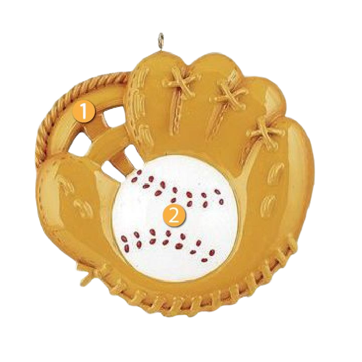 Glossy baseball mitt ornament with white ball, perfect for Christmas Ornaments & Tree Decorations collection