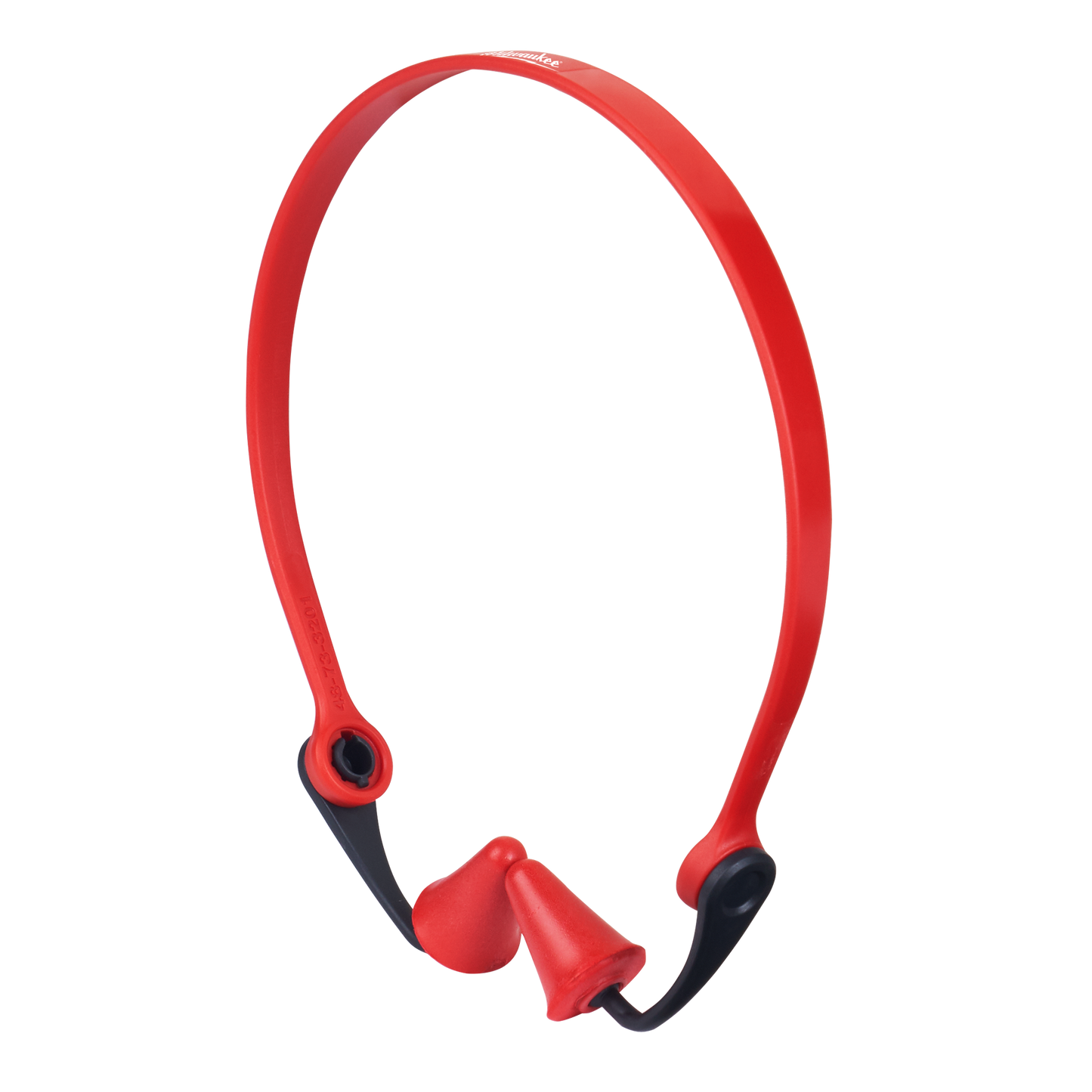 Red and black banded ear plugs designed for hearing protection in tools and home improvement tasks